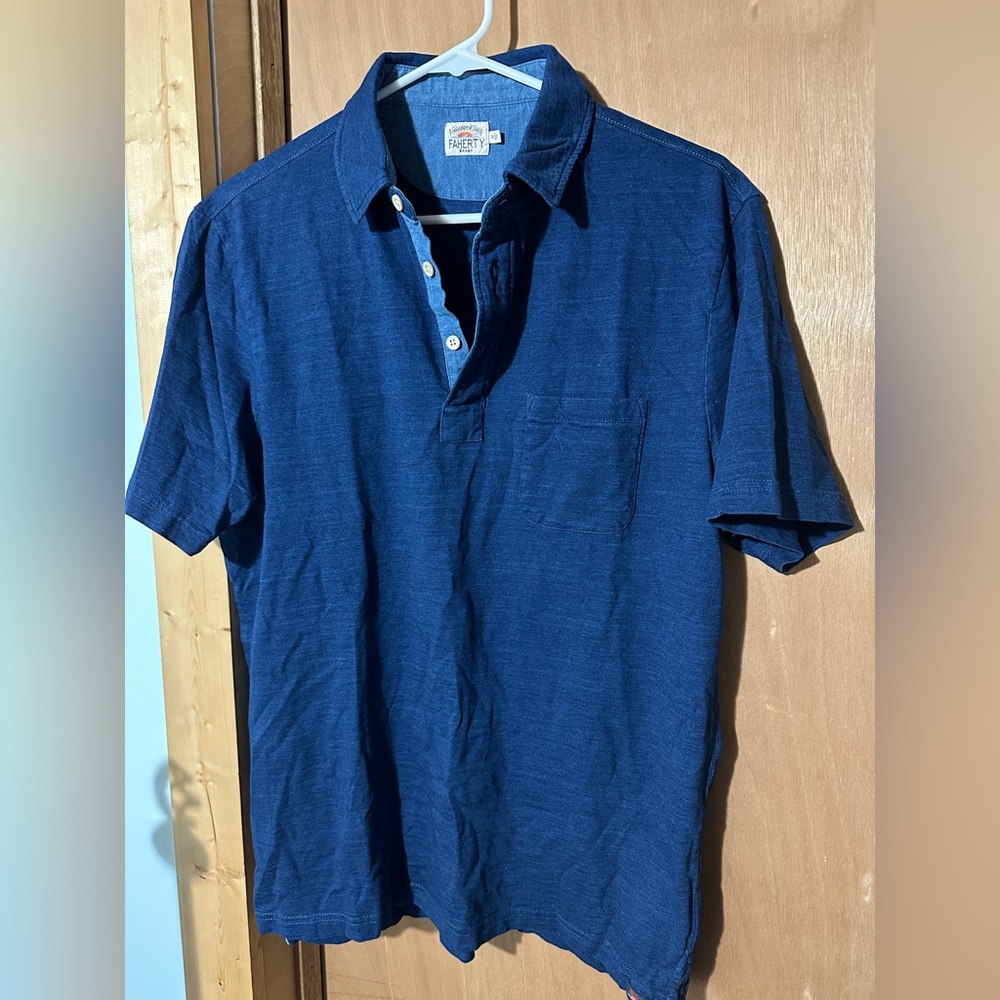 Faherty mens blue polo shirt
